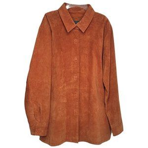 Jessica Holbrook Womens Size L Orange 100% Leather Suede Long Sleeve‎ Jacket